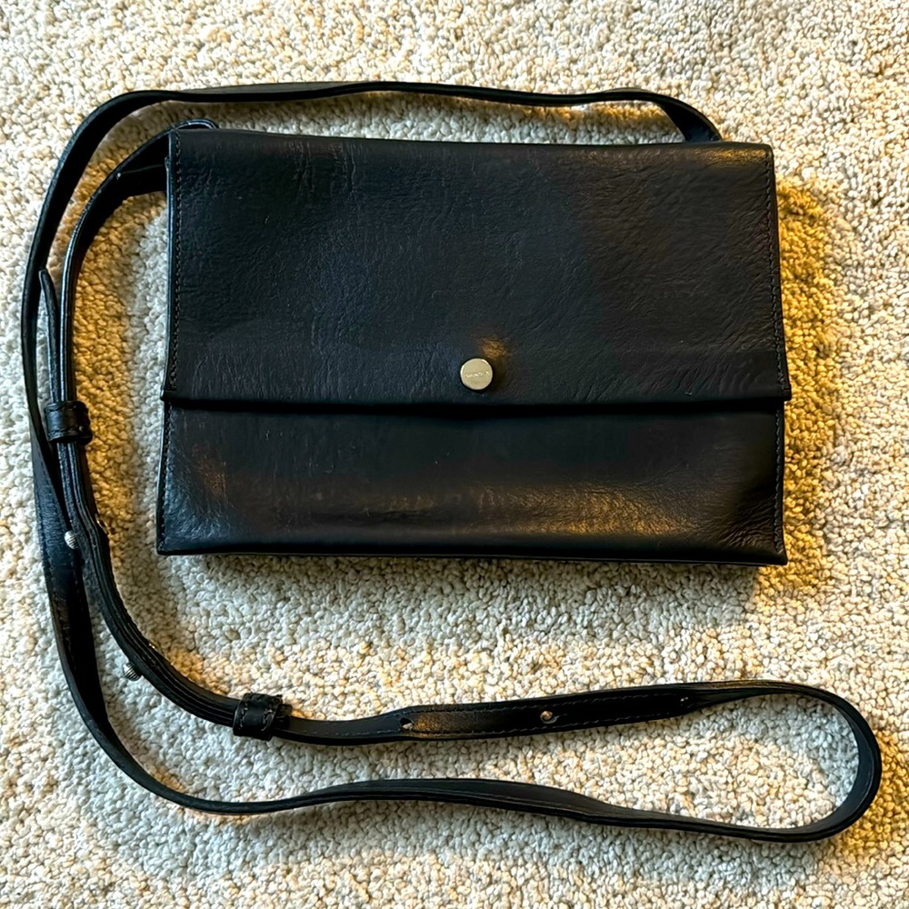 Shinola Detroit black leather crossbody.
